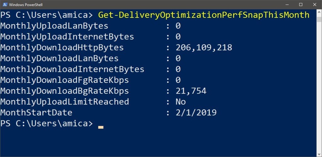 Delivery Optimizaton cmdlet for monthly performance status